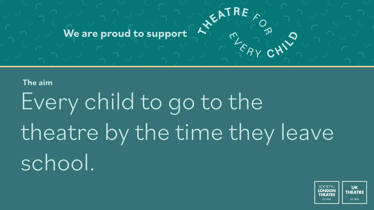 We believe every child should experience world-leading theatre, which is why we are proud to support SOLT & UK Theatre’s #TheatreForEveryChild campaign. For selected shows we provide a free ticket for a teenager when a standard ticket is purchased. ℹ️ bit.ly/46jHwQf