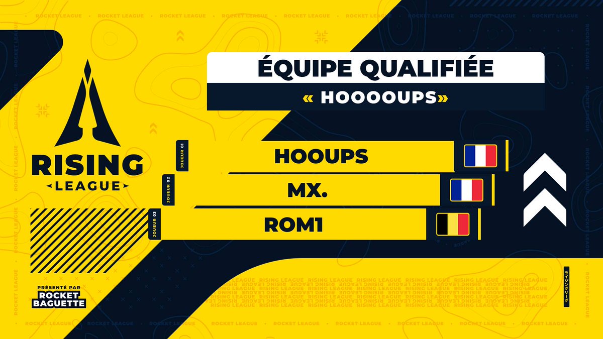 💫BIENVENUE EN #RISINGLEAGUE ! 5/8💫

🇫🇷 <a href="/HooupsRL/">Hooups</a> 
🇫🇷 <a href="/ItsJustMx49/">Mx. :=)</a> 
🇧🇪 <a href="/rom1_rl/">Rom1_</a> 

Ces joueurs qu'on a tant vus aux Urbans Séries sont de retour ! 🔥
Rendez-vous dès le 27/11 pour les voir jouer !