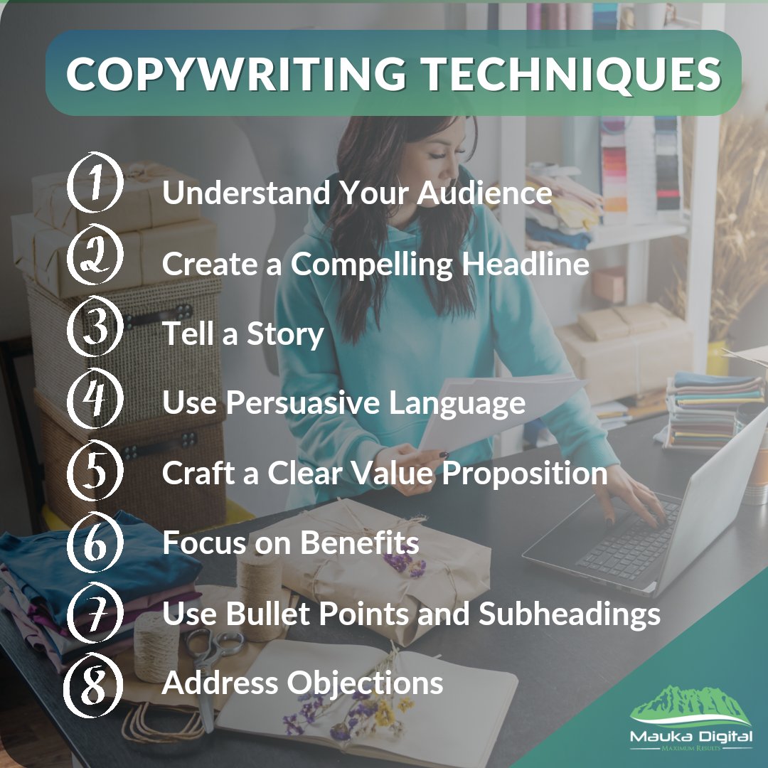 MaukaDigital's tweet image. Embrace these copywriting techniques to transform words into enchanting journeys that captivate and convert.

Curious about the details? Let&apos;s dive into our techniques.

#copywriting #wordsthatconvert  #maukadigital
