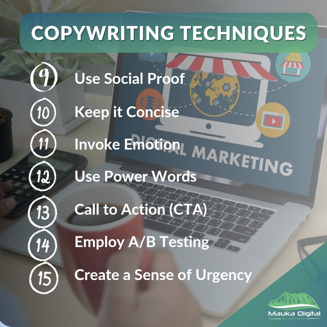 MaukaDigital's tweet image. Embrace these copywriting techniques to transform words into enchanting journeys that captivate and convert.

Curious about the details? Let&apos;s dive into our techniques.

#copywriting #wordsthatconvert  #maukadigital