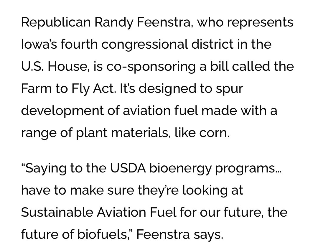 Sustainable aviation fuel (SAF) is the future of air travel. By converting agricultural biomass into airplane fuel, we can support #IA04 farmers, reduce emissions, and use American energy — instead of foreign oil — to power our planes and safely transport passengers.