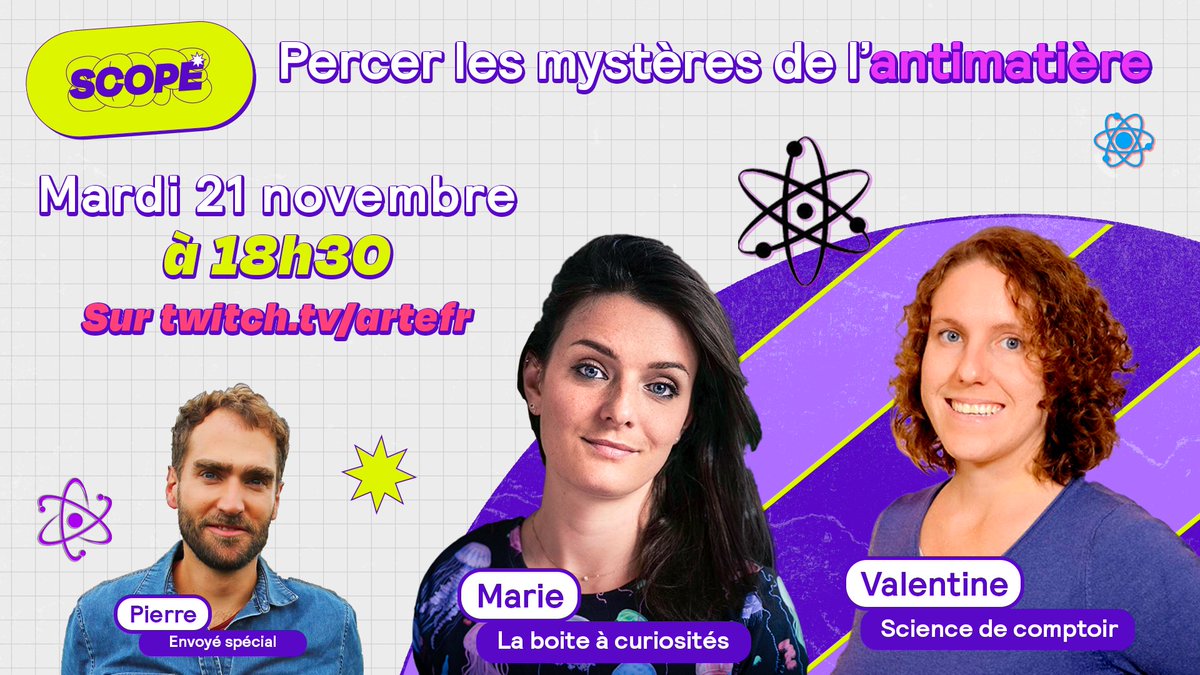 En novembre, nous avons :

Des cernes sous les yeux ✔️
Le CERN sous les yeux ✔️

Mardi, #Scope débarque dans le plus grand accélérateur de particules du monde pour percer les mystères de l’anti-matière ⚛️

🔗 Twitch/artefr

1/3
