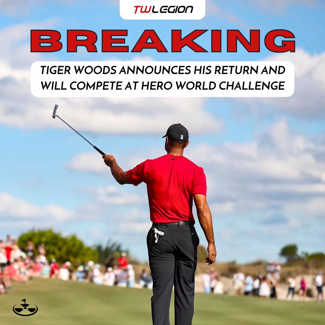 TWlegion's tweet image. 🚨#BREAKING: Tiger Woods announces his return to professional golf; commits to playing the Hero World Challenge in The Bahamas. (Via @TGRLiveEvents)