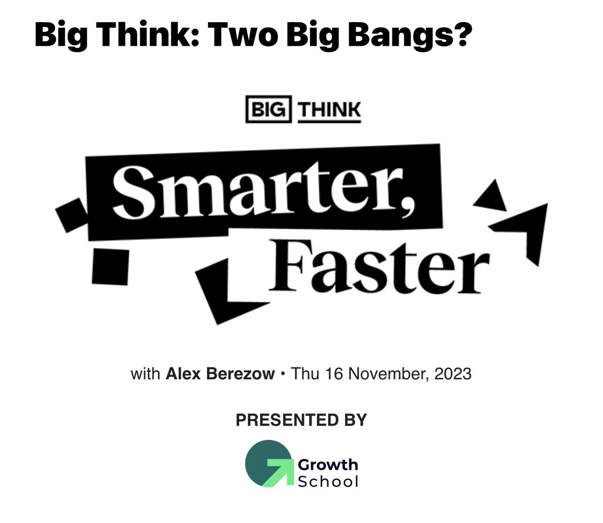 #BigBangThinking at @EnclaveAcademy cleverly names ways to energize agile minds with “Aha!, Oh!, Wow!,” and other #MindBang responses to startlement.

#InviteYourMind to be  alert for and responsive to life’s unexpected occurrences.

Two Big Bangs? Wow!

bigthink.com/hard-science/t…