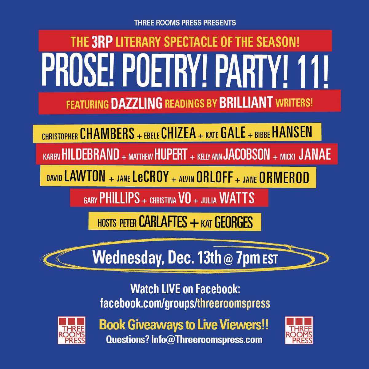 This year features: <a href="/DNewbysjournal/">Dangerfield Newby's Journal 🏴‍☠️🇺🇦</a>, @Ebycreations, <a href="/Kate_Gale/">Kate Gale</a>, Bibbe Hansen, Karen Hildebrand, Matthew Hupert, @kAnnJacobson, Micki Janae, David Lawton, Jane LeCroy, Alvin Orloff, Jane Ormerod, Gary Phillips, Christina Vo, <a href="/JWattswriter/">Julia Watts</a>, <a href="/carpet204/">Peter Carlaftes</a> &amp; <a href="/Kat_Georges/">Kat Georges</a> !