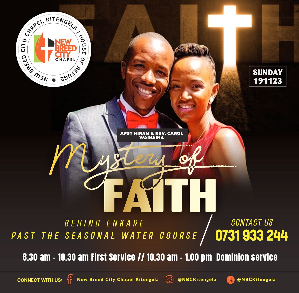 NBCKitengela's tweet photo. Hallo Family? 

Tomorrow We Look At The Mystery Of Faith. Can You Imagine GOD Is Only Pleased By Your Faith? The Enemy Is Always Attacking It So You Don't Get GOD's Attention. 

What GOD Said Will Surely Happen.
See You At 8 And 10:30am.
Behind Enkare. 

#MysteryOfFaith https://t.co/wJHlEqkXDB