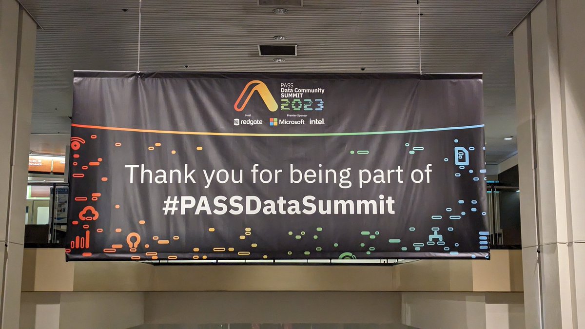 Thank you to everyone that came to #PASSDataSummit this week. What a joy to connect, share, and learn with so many amazing people. Safe travels to all, and I hope you're already planning to attend next year!