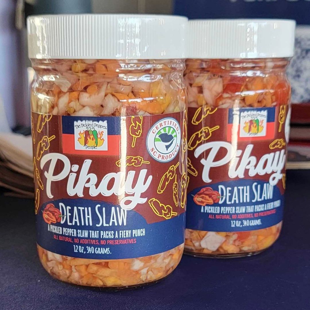 pickledpeppeep's tweet photo. TODAY we have Holiday Baskets, Fire, Mild and Death Slaw available at @ToastyFarmer Saturday Market, at @fireforgebeer #PikayFireSlaw #SpicySlaw #HaitianCuisine #TryPikay #toastyfarmer #fireforgecraftedbeer #FoodSampling #Greenville #lovemymarket #gvlfood #yeahthatgreenville https://t.co/uSTGXxWsOc