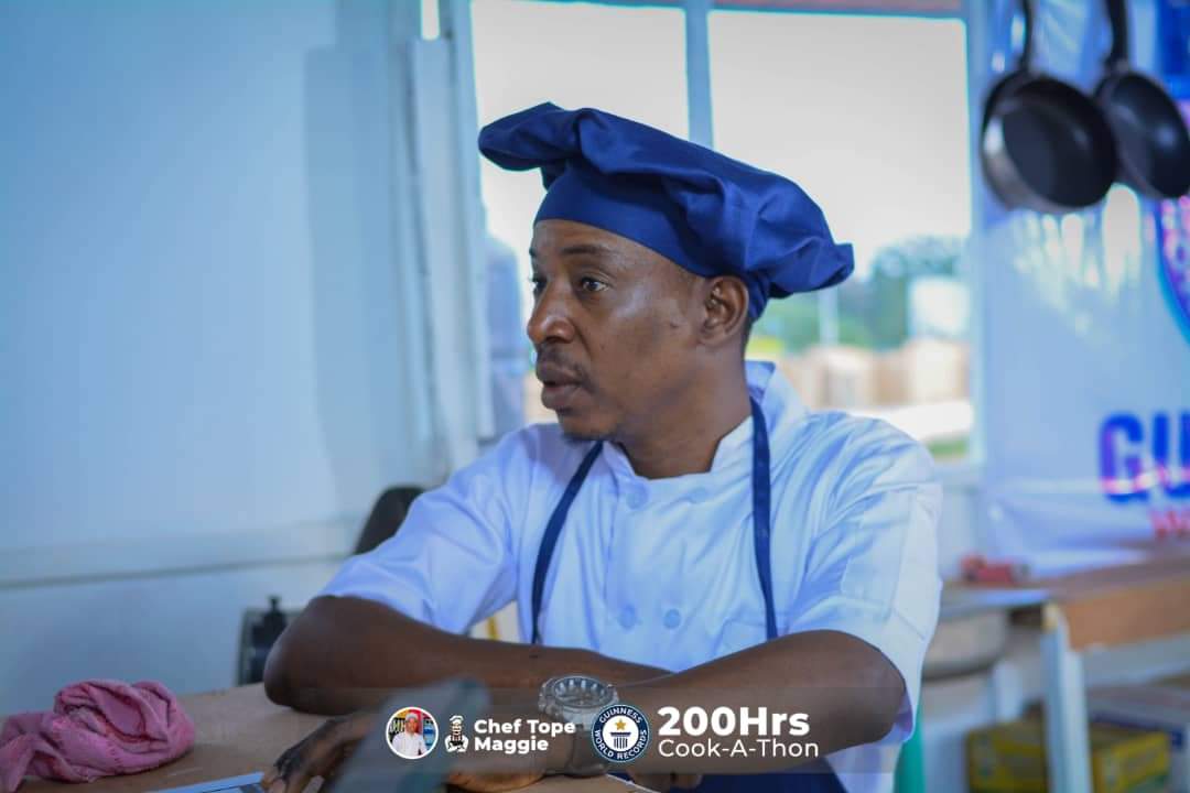 Congratulations to Tope Magie on completion of his 200-hour Cookathon to set a new world record in the Guinness Books!