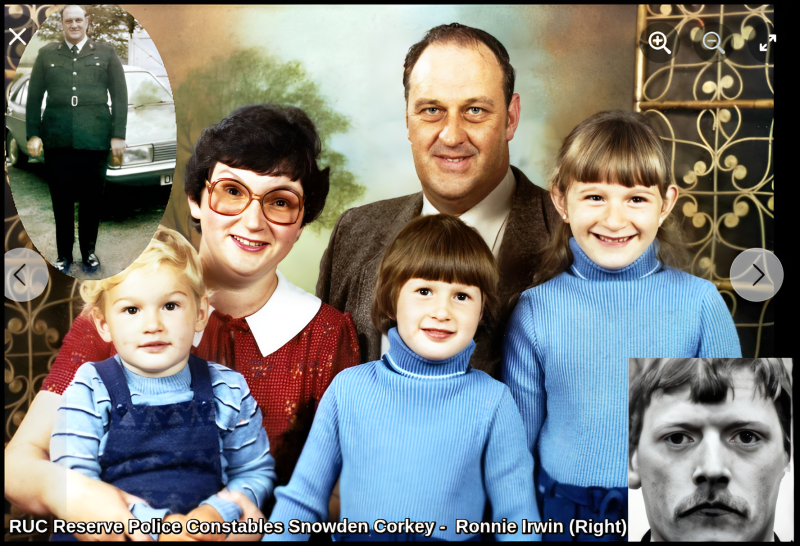 Hannyhas's tweet photo. #RememberedToday 16/11/1982, RUC Reserve Constables Snowden Corkey &amp; Ronnie Irwin, both married fathers (Mrs Irwin was pregnant) murdered on duty by INLA terrorists, shot at a security barrier, Markethill, Armagh, "Tell them all I love them" Seamus Mallon heard Mr Corkey say #OTD https://t.co/onXKYpe3Ej