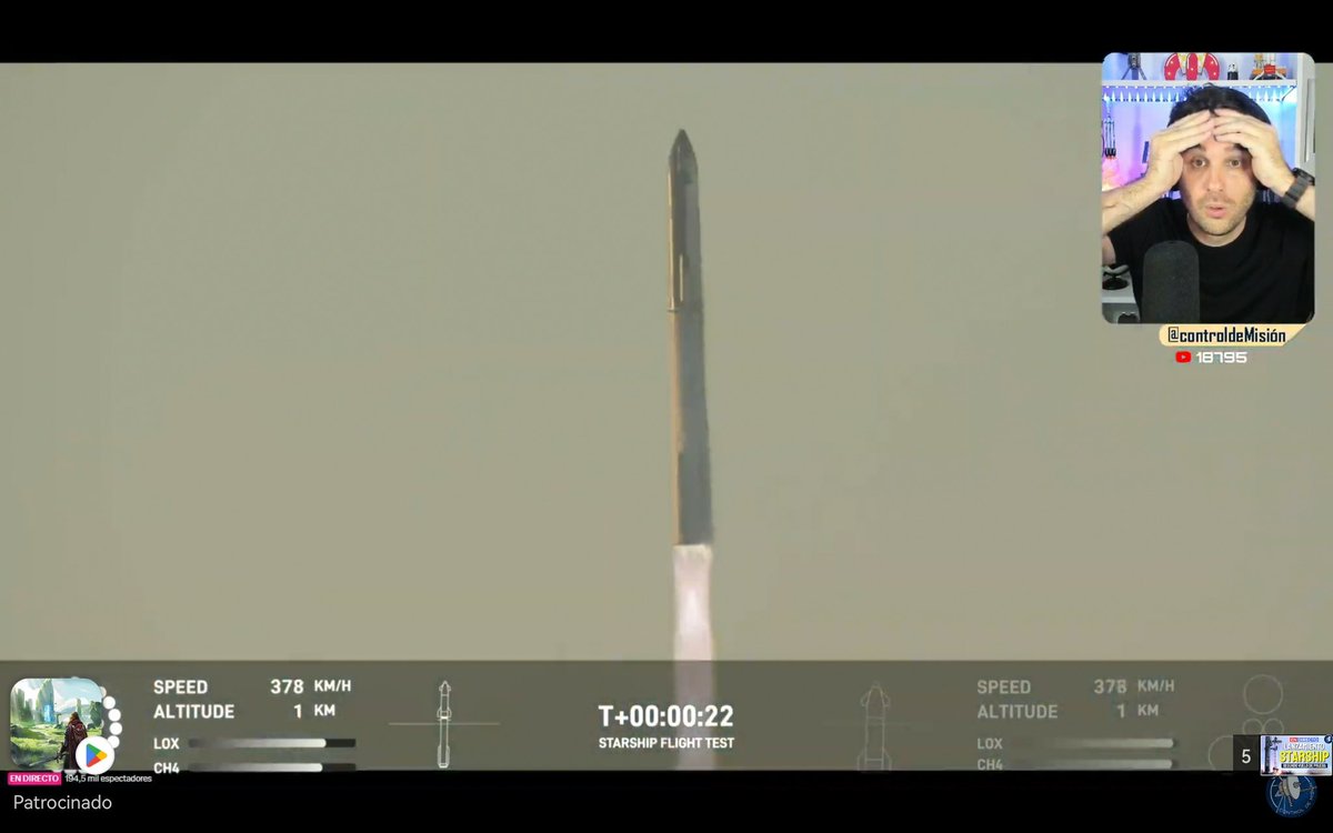 Enhorabuena a <a href="/SpaceX/">SpaceX</a> y <a href="/elonmusk/">Elon Musk</a> por un lanzamiento exitoso, lo hemos seguido muy de cerca en el directo de <a href="/ControlMision/">Control de Misión</a>. 
Muchos nervios durante #hotstaging 
¡Que gran verdad, una historia que contaremos a los nietos! 🎉
#yoestuveallí