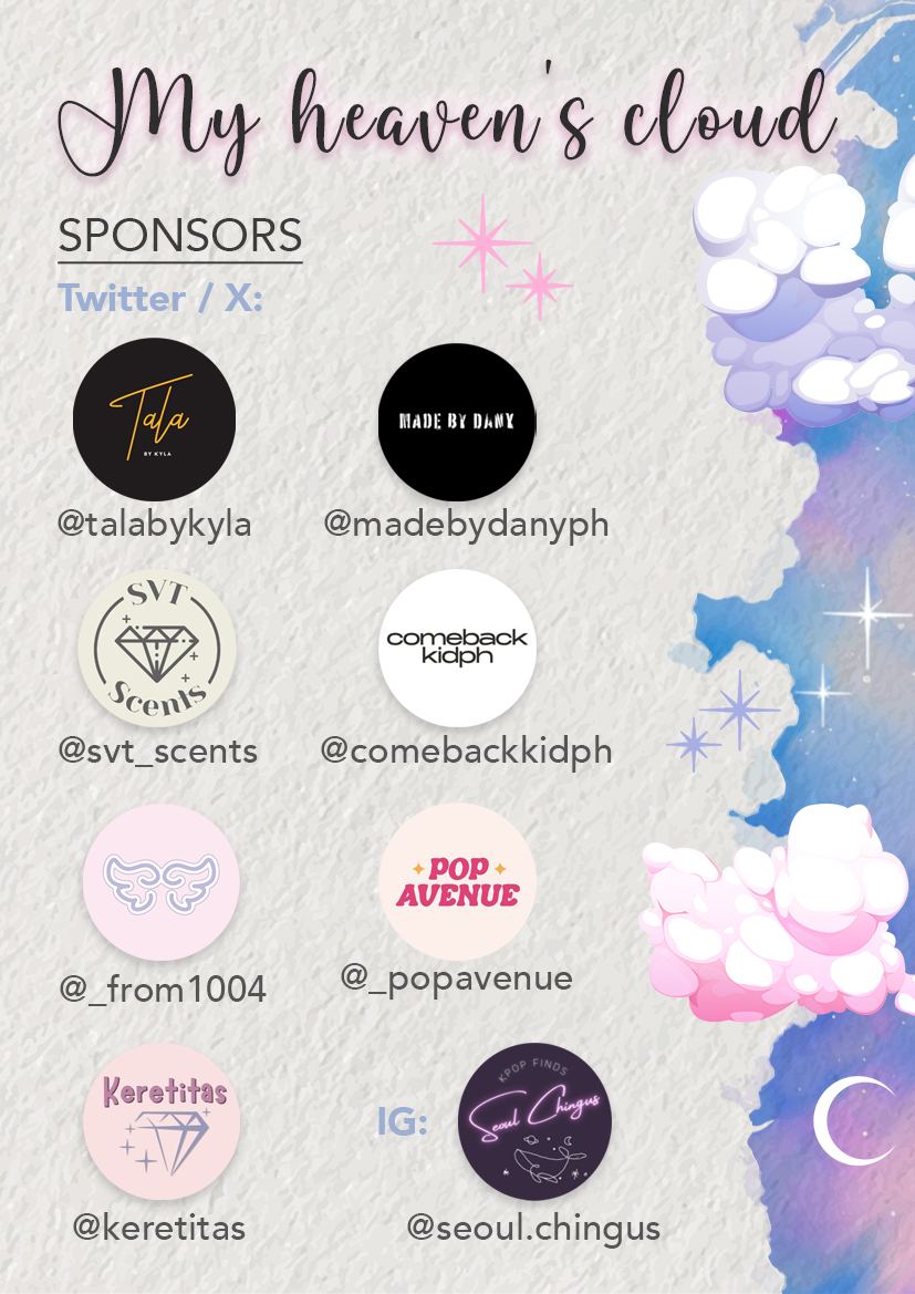 DePortraiture's tweet photo. Caratdeuls! 💎 We are happy to announce everyone our official partnered sponsors for #HeavensCloudWithSVT☁️ 🤗

@talabykyla 
@madebydanyph 
@comebackkidph 
@svt_scents 
@_popavenue 
@_from1004 
IG: @seoul.chingus https://t.co/9JUGQUX1ni