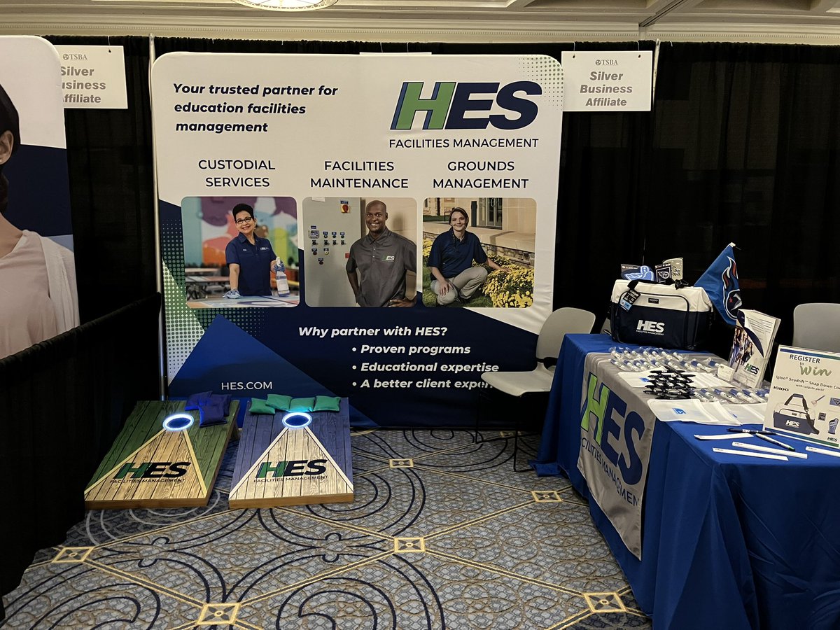 HESfacilities's tweet photo. We’re here at booth # 308 this morning till 10:30! #TSBA23 TN School Board Association. Come chat about better facilities in your district! #facilitiesmanagement #custodialservices #K12schooldistricts https://t.co/5MiWyizX4G