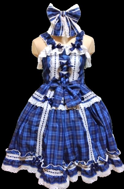 doroyume's tweet photo. 前回のJSKハーフボンネットセットの色違い、黒と青タータンチェックのセットを制作させていただきました🖤💙今回はリボンカチューシャもセットです🎀

最終的に２ヶ月掛かってしまいました(´・ω・｀)お待たせして申し訳ありません

@one_earth_r さんに納品いたしました https://t.co/EXxcl8pF5k
