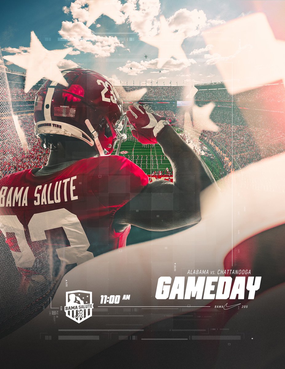 AlabamaFTBL's tweet photo. GAMEDAY!  Let’s Roll 🙌

#BamaSalute https://t.co/mbzphlCoRR