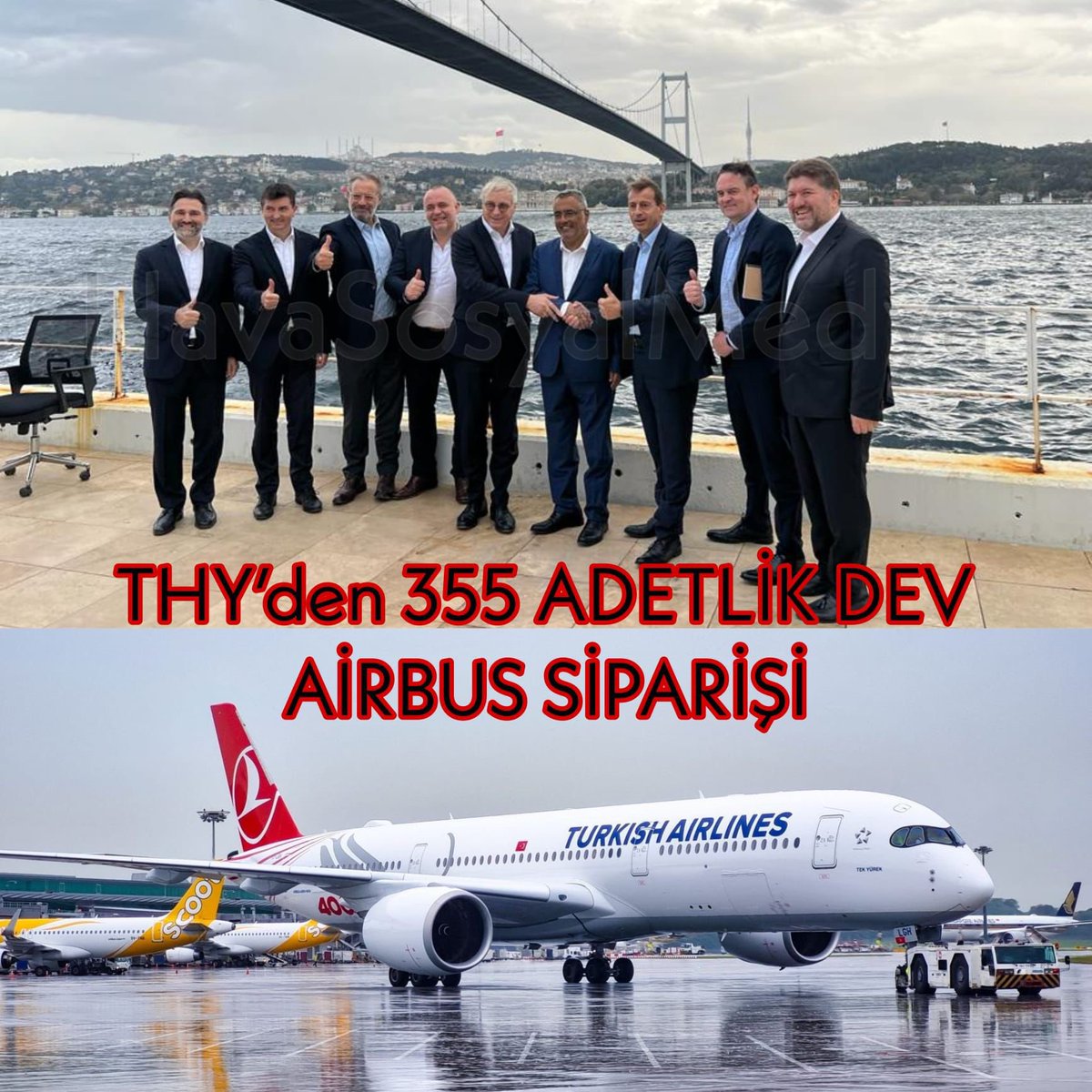 BnbProTrade's tweet photo. #THYAO ✈️

THY’den 355 ADETLİK DEV AİRBUS SİPARİŞİ

🔘 Türkiye’nin en büyük havayolu Türk Hava Yolları 355 uçaklık dev Airbus siparişi verdi.

🔘 250 adet A321 NEO uçağı,
🔘 75 adet A350-900 uçağı,
🔘 15 adet A350-1000 uçağı,
🔘 5 adet A350F kargo uçağı olmak üzere toplam 345 adet uçağın satın alınması için Airbus firmasıyla anlaştı. 

🔘 Airbus siparişleri önceden anlaşması yapılan 10 adet A350-900 uçağa ilave olarak verildi. Toplam Airbus siparişi bu şekilde 355 oldu. 

🔘 Ayrıca Airbus A350 uçaklarının motor bakım hizmetinin ve yedek motorlarının temini için motor üreticisi Rolls-Royce yetkilileri ile THY üst yönetimi İstanbul’da biraraya geldi.