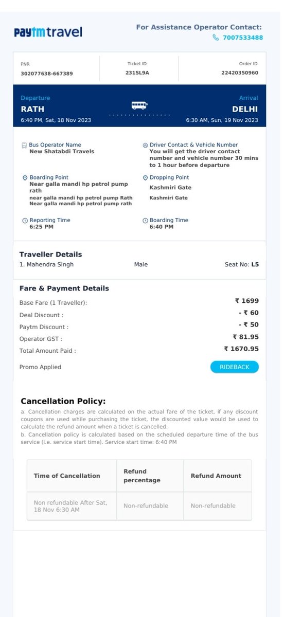 KingofCryptw's tweet photo. @Paytmcare @everyone I have book bus from Rath to delhi  and I discussed with the bus driver he told me bus service is closed from rath to delhi , https://t.co/lPa8xTIiB3