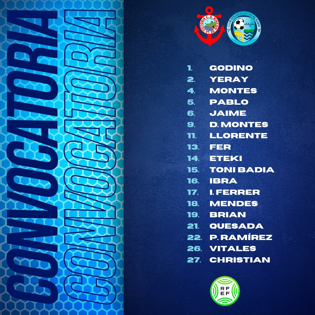Poli_ElEjido's tweet photo. ℹ️ ¡Nuestra convocatoria para nuestro próximo rival @CDRinconOficial! 

#VamosPoli
#TodosJuntos https://t.co/hBrIgDDu0H