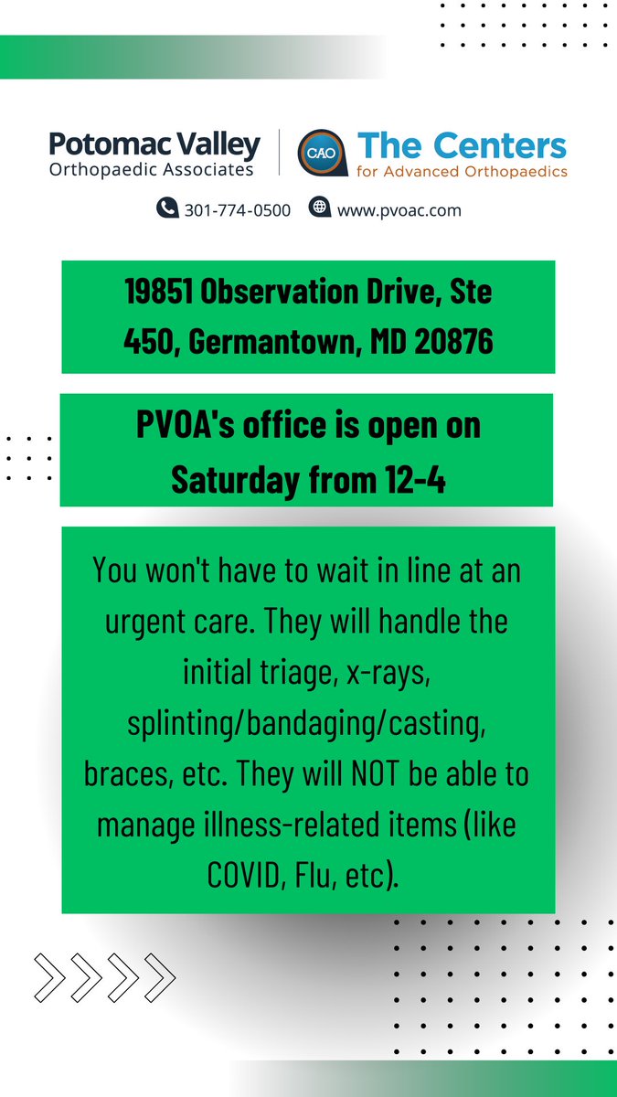 If you get injured today. Head to Potomac Valley Orthopaedics and get evaluated. Players or parents!