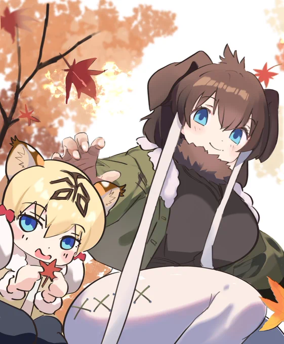 おそろい服 #けもフレ3 #けものフレンズ マンモスさんとサーベルタイガーさん