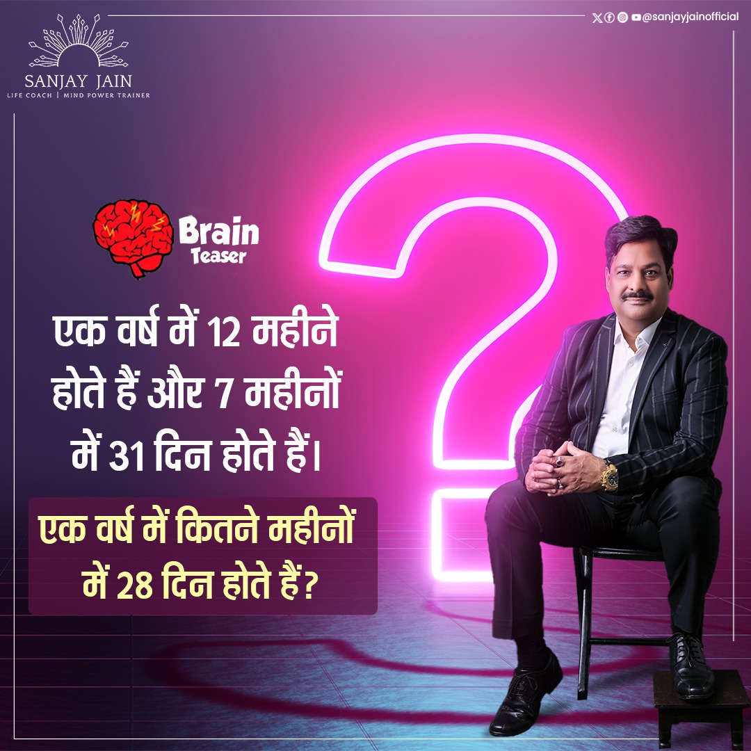 jainsanjay1231's tweet photo. Can you guess the answer of this #brainteaser ?
Comment below.
#sanjayjain #sanjayjainmotivation #mindset #mindpowertraining
#motivationalspeaker #divinedirection #safeshop #directselling #inspire #motivation #mindpower #lifelesson #brainriddles #riddlemethis #brainteaser https://t.co/h3YKkBAlYn