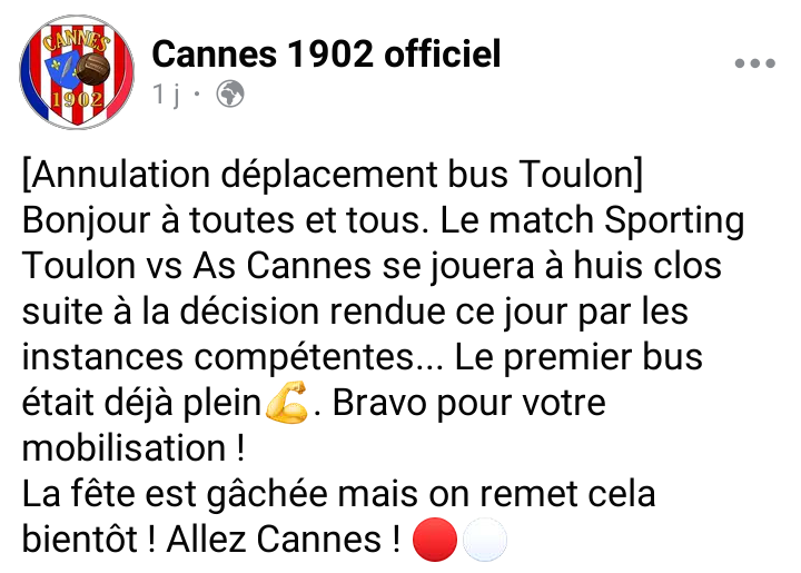 Le prochain match à Bon Rencontre sera à 8clos 🥺