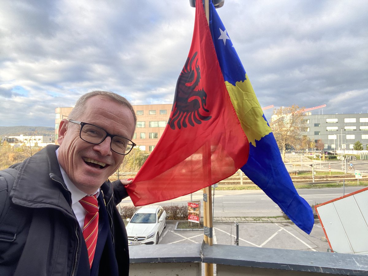 GunterFehlinger's tweet photo. Happy Flag Day for Albania 🇦🇱 and Kosovo 🇽🇰 celebrated early this weekend in Baden Vienna https://t.co/lP0OmHpmUZ