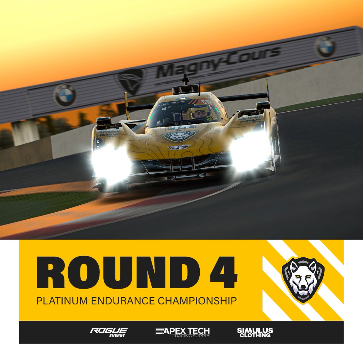 FRT_iRacing's tweet photo. It's raceday! It's time for Round 4 of Platinum Endurance Series. Our drivers will be racing for 6 hours around the legendary track: Magny-Cours!  We'll be racing in GTP and GT3am, and have in both classes plenty to fight for. https://t.co/jHTq2Q8GqY