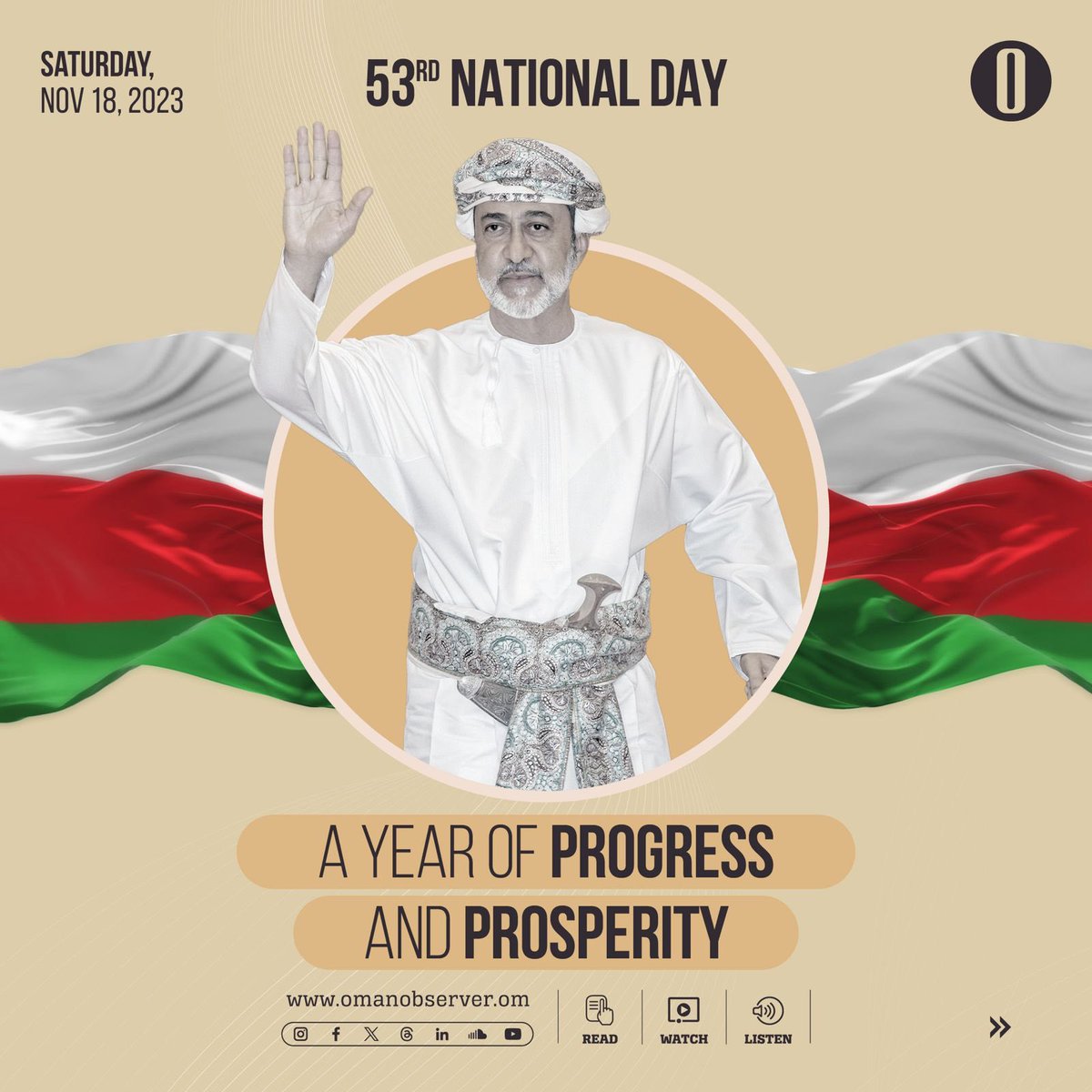 OmanObserver's tweet photo. His Majesty the Sultan Haitham bin Tarik’s speech represents a clear roadmap for the future goals for the Sultanate of Oman in general and for the Council of Oman in particular.
#Oman #OmabObserver #oman_53_national_day https://t.co/TS9K9Sbg3p