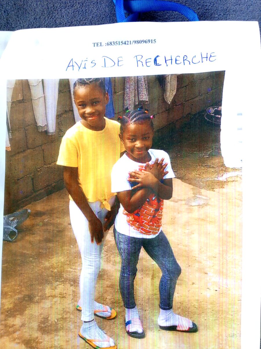 ErnisSlam's tweet image. Matin triste.
Depuis hier à Yaoundé, quartier Ngousso, mes deux petites cousines sont introuvables.
Merci de partager afin de nous aider à les retrouver.