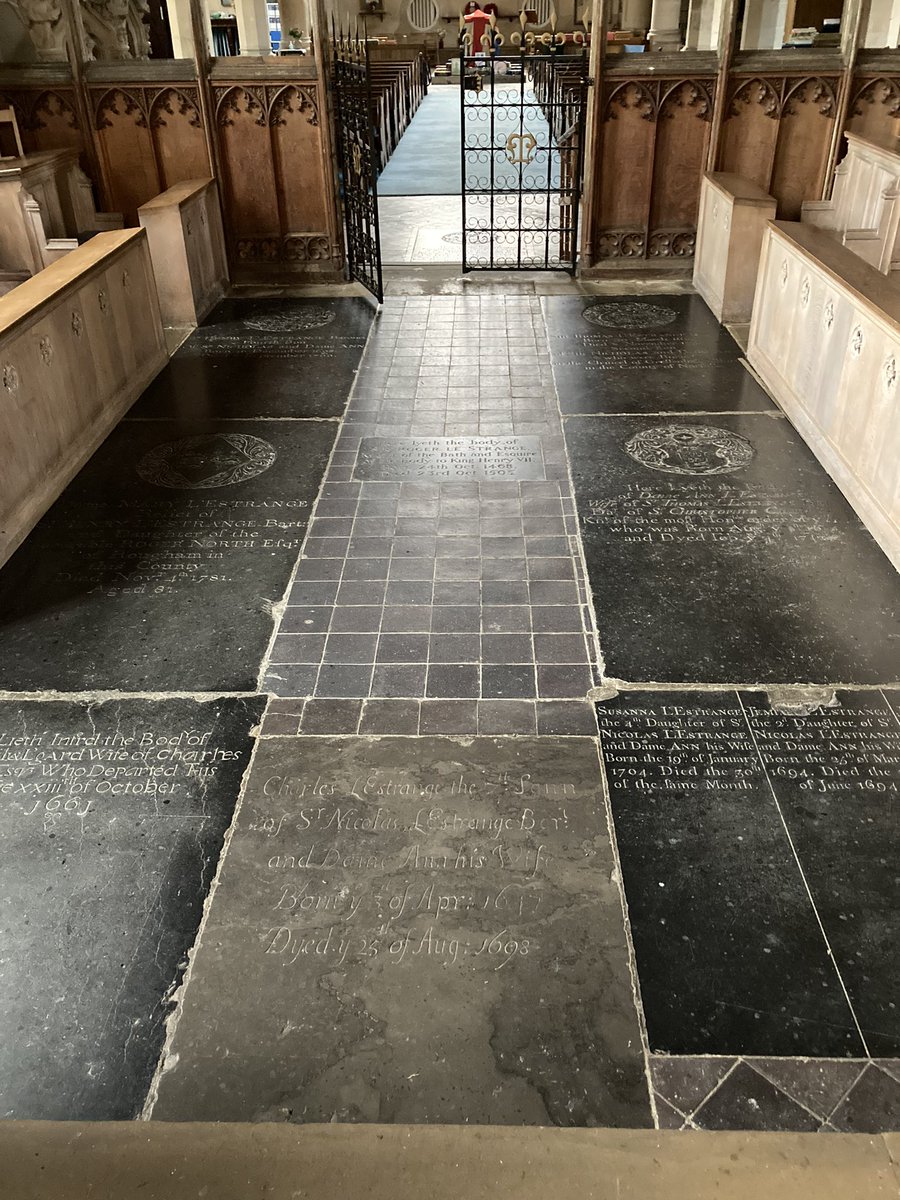 DfsStubbs's tweet photo. Floor memorial grave slabs to the #LeStrange family in #OldHunstanton #church https://t.co/iq0LvUWeGt