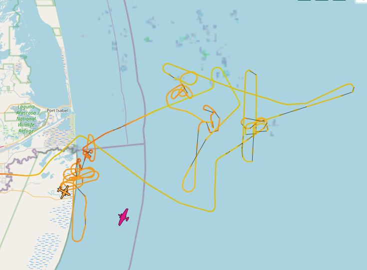 CowboyDanPaasch's tweet image. Reconboat EXPEDITION and observation planes WB57 and Ov10 working the scene about 25nm offshore. #SpaceX #StillTesting