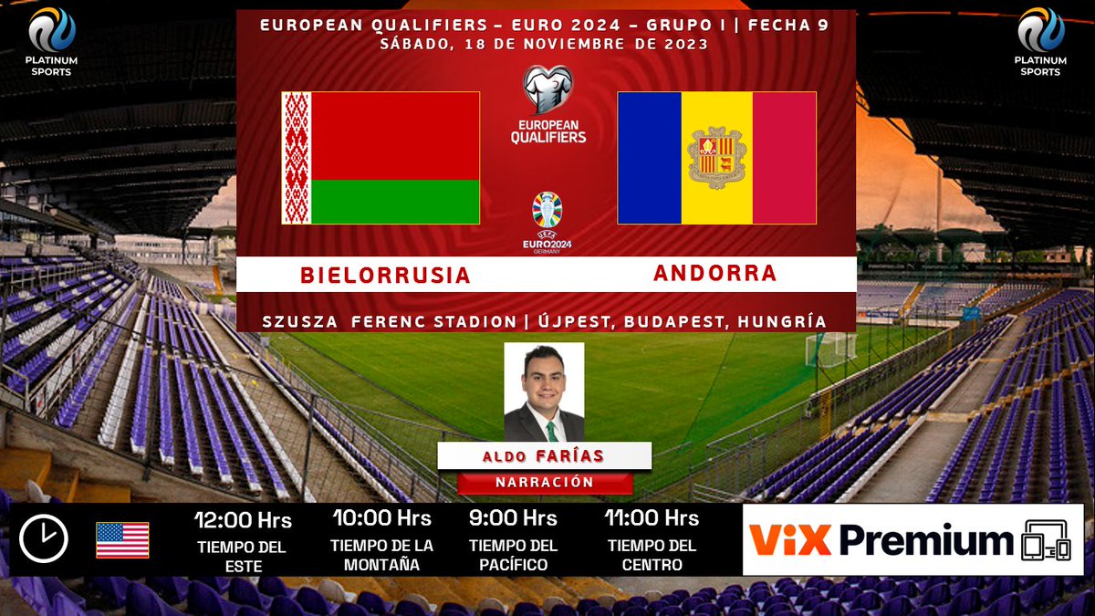 ramonovic09's tweet photo. #EuropeanQualifiers #EURO2024 #Fecha9
| 🇧🇾 #Bielorrusia 🆚 #Andorra 🇦🇩
🗓️ Hoy
🇺🇲 ⏰ 12:00 Hrs ET, 9:00 Hrs PT
📱💻 @VIX Premium
🎤 @AldoFariasGzz
🤳🏼 #EliminatoriasxViX #BLRAND https://t.co/TxE31BXH2X