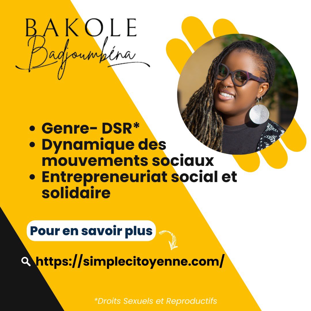 QU’EST CE QUE TU SAIS FAIRE? 
Qui je suis et ce que je pense a déjà fait couler beaucoup d’encre. J’ai aujourd’hui envie de partager autour de ce que je sais faire. Suivez-moi pour découvrir ce « MOI »

#GenderEquality #SexualReproductiveRights #SocialMovements #BadjoumbenaBAKOLE
