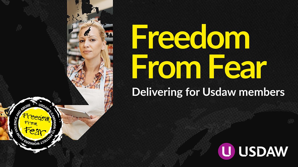 UsdawUnion's tweet photo. Our #FreedomFromFear campaign keeps the safety of retail staff high on the political agenda.
Thanks to the incredible efforts of our reps, we've secured increased increased legal protection for retail staff - but there's a long way to go.
Find out more: https://t.co/12KDRxuu7V https://t.co/AvbyBV0HkD