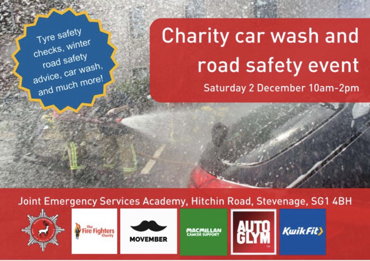 HertsFireDog's tweet photo. CHARITY CAR WASH, ROAD SAFETY EVENT &amp; BAKE SALE 🔥🚒💦🧑����‍🚒

Our latest trainee Firefighters are hosting a charity day to raise funds for @firefighters999. We’re going along to help out so come &amp; join us all for an amazing cause &amp; get your car cleaned. They’ll be cakes too 🍰 https://t.co/lQ4ehc9oUG