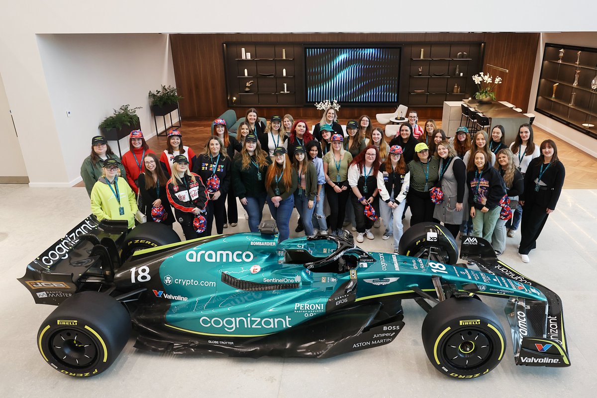AstonMartinF1's tweet photo. A special visit on #LasVegasGP weekend. 💚

Today, we're delighted to welcome 110 members from @GATG_F1 into our home to say thank you for their continued support and the incredible work they do – enabling communities of female #F1 fans to enjoy our sport, together. https://t.co/BHC6v2wb6w