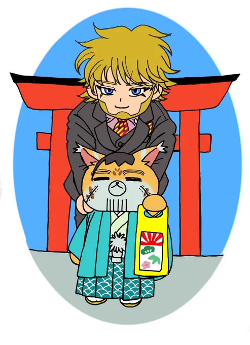 #ゴールデンカムイ版深夜の真剣お絵描き60分一本勝負【お題】文化、七五三、勤労感謝フォゼ尾ちゃんの成長をお祝いだっ(ヴァシくんは保護者)用事あってフライング、ちょっと前に描きました!50分位 