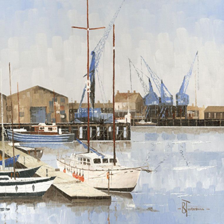 Blyth Harbour by Bob Turnbull buff.ly/3SGuEAE #Northumberland #Sailing #boats Signed limited edition prints available with Free UK mainland delivery.