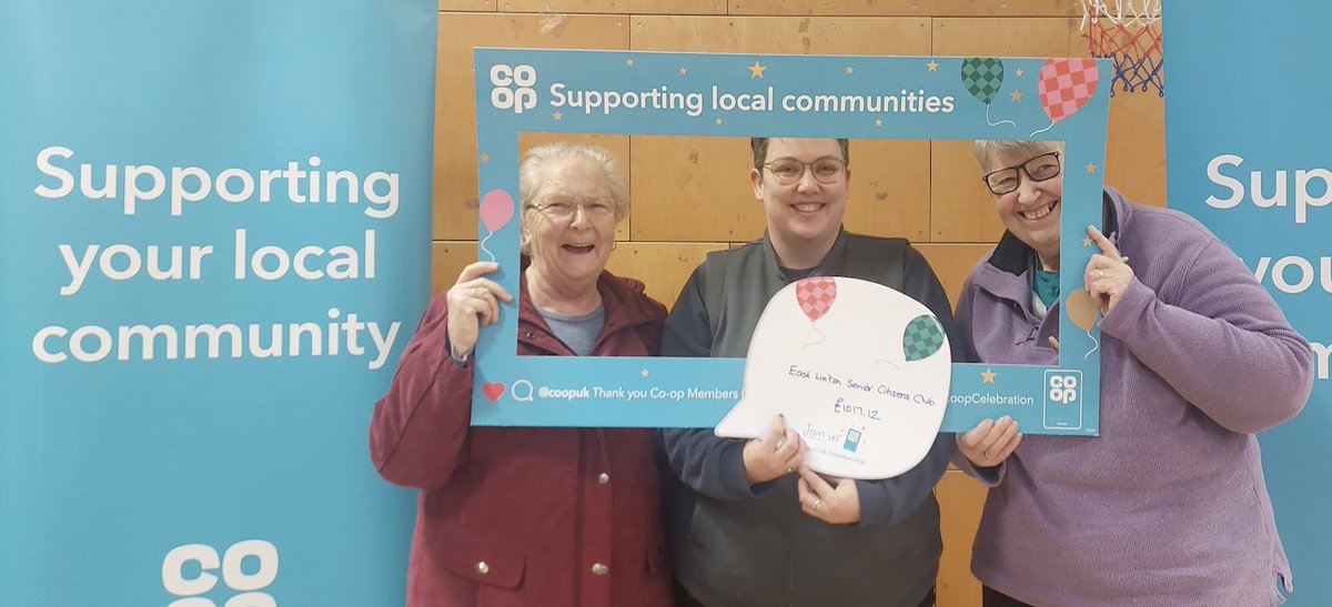 fionamhale's tweet photo. East Linton Senior Citizens Club want to thank @coopuk members for your support over the last year in raising £1017. https://t.co/nU6EUFS2LE - Thank you to everyone who chose them as a Local Community Fund cause 👏🏻 #CoopCelebration #ItsWhatWeDo @kristina_m0509 @hailleymccaffr1 https://t.co/o2Hxmqns4E