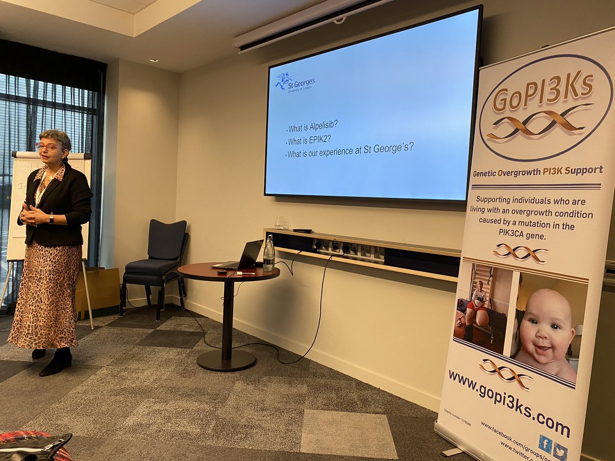 GoPI3Ks's tweet photo. First afternoon presentation of the day Professor Sahar Mansour with details of one of the uk’s Alpelisib drug trials for those with PROS #GoPI3KsFamilyWeekend #DoctorsPresentations https://t.co/KqmOcWoXs8