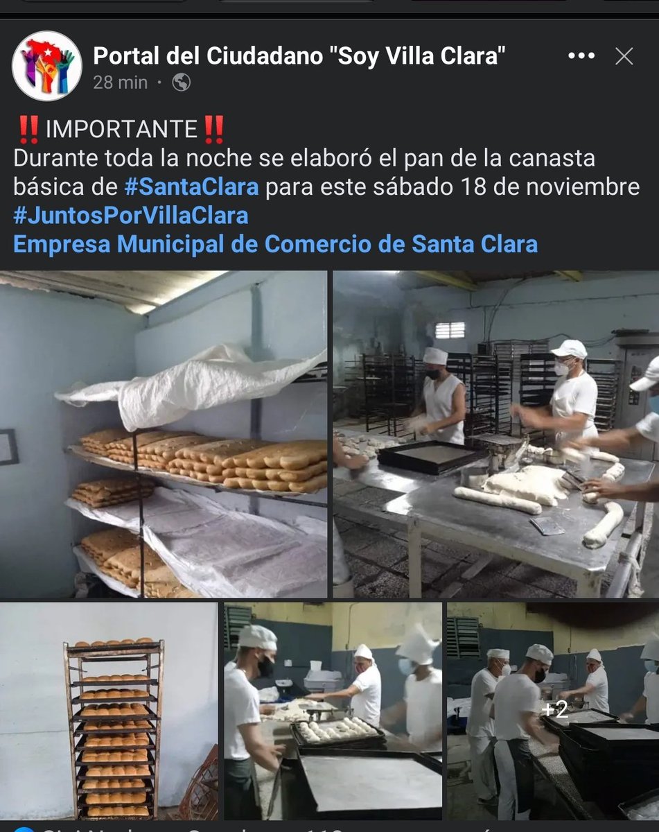 La miseria avanza y ya es noticia en VCL q logren hacer pan de bodega, luego de 3 días sin pan logran hacer un poco para el municpio Santa Clara y lo ponen como un logro, q bajo ha caído este país. La elavoracion del mísero pan de bodega es noticia para el gobierno cubano