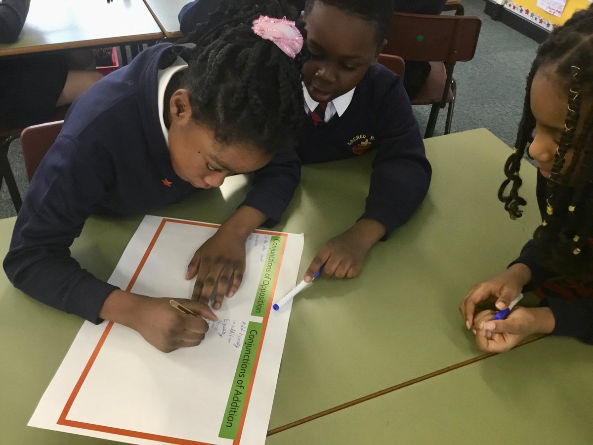 SacredHeartB20's tweet photo. In English, year 5 sorted conjunctions of opposition, conjunctions of additions, modal verbs and words of cause and effect! They have unlocked a wide range of formal and technical language to use in their #BalancedArguments! βοΈ https://t.co/RcRiYZNSMR