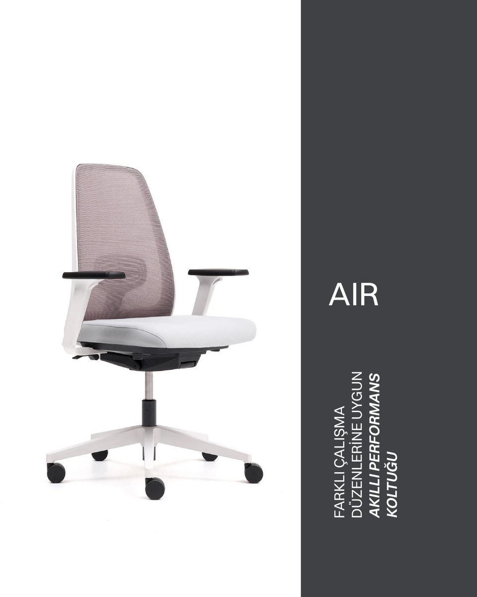 NurusTR's tweet photo. Air, doğru oturma alışkanlığı kazanmanıza yardımcı olan bir performans koltuğudur.
#nurus #air #çalışmakoltuğu #çalışmasandalyesi #homeoffice https://t.co/CfrNfURmyx