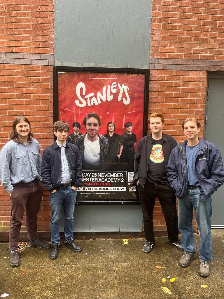 Stanleysband_'s tweet photo. Thanks to all who packed the room out for our set at @ShiiineOn_ yesterday, that was some do. 

We didn’t get any photos so instead here is a pic of us posing with our favourite band outside @MancAcademy. 

London &amp; Manchester shows next week, see you soon https://t.co/R6v0YGnuC9 https://t.co/7HbLsbksMB