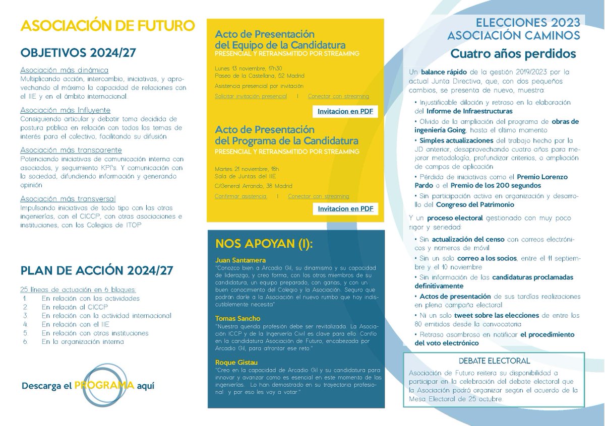 La Asociación de Futuro ha trasladado a la Mesa Electoral su disponibilidad a participar en la celebración del Debate Electoral, que se podrá organizar según su acuerdo de 25 octubre.
Y seguimos, de momento, sin recibir contestación de la otra candidatura...