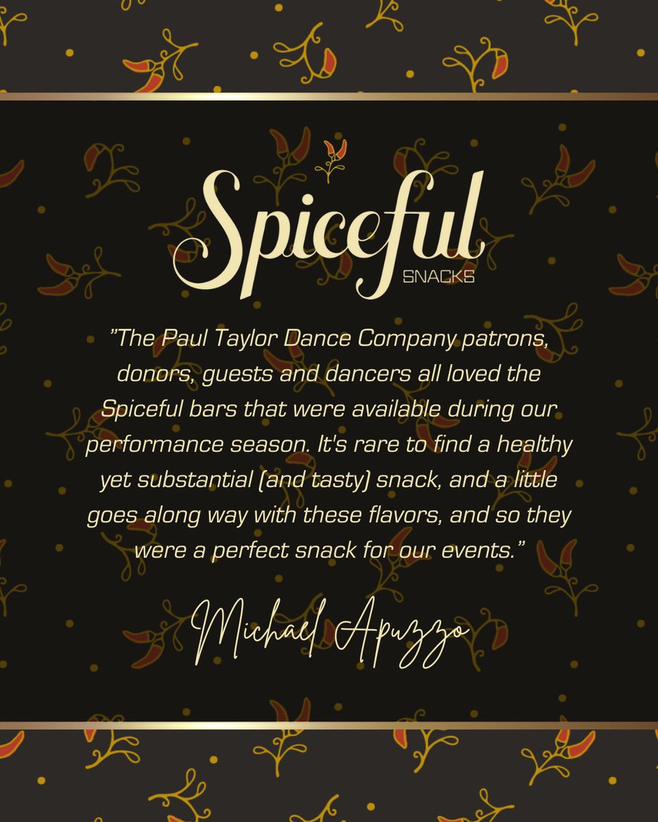 We are so excited to share that the Paul Taylor Dance Company audience got to experience Spiceful this month! 🌶️✨