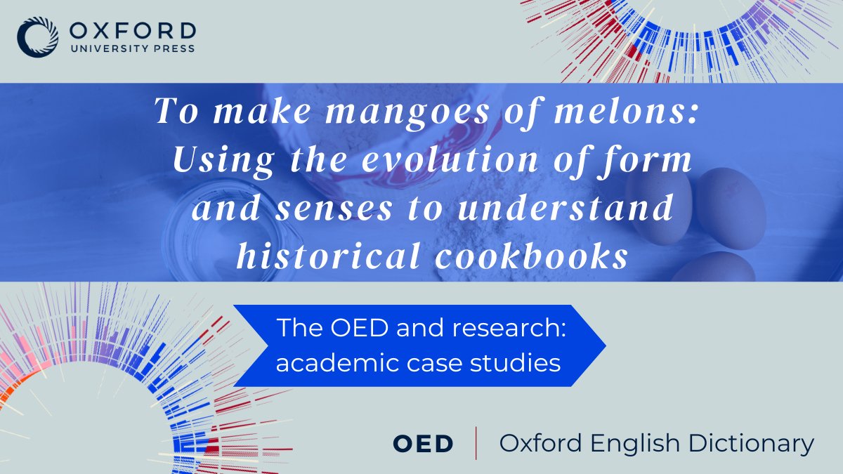 OED's tweet image. Want to discover the evolution of meaning in historical cookbooks? 🍳

Read this case study by Alessandra Zinicola Lopez, PhD student at @UCF, to learn how she used the OED to understand the evolution of words and meanings within cookery texts: oxford.ly/47v9HMU