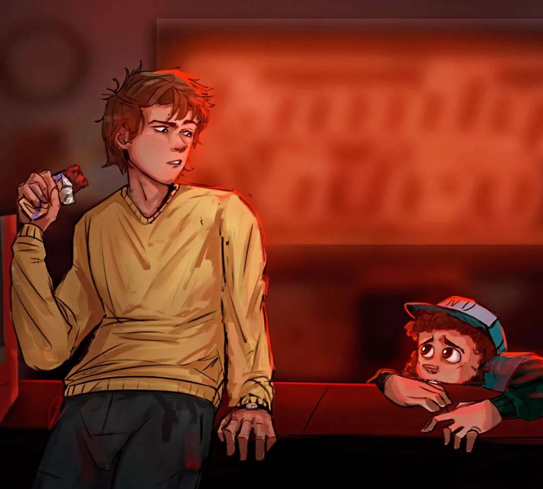 OceanicJesssie's tweet photo. Dustin is your average little brother and he demands your sweet things.    

I would die for these two, 50 times over. 👏 

#strangerthings #steveharrington #dustinhenderson #FOUNDFAMILY #strangerthingsfanart #strangerthings4 #ArtistOnTwitter #steveharringtonfanart https://t.co/rRt6EgOkuU