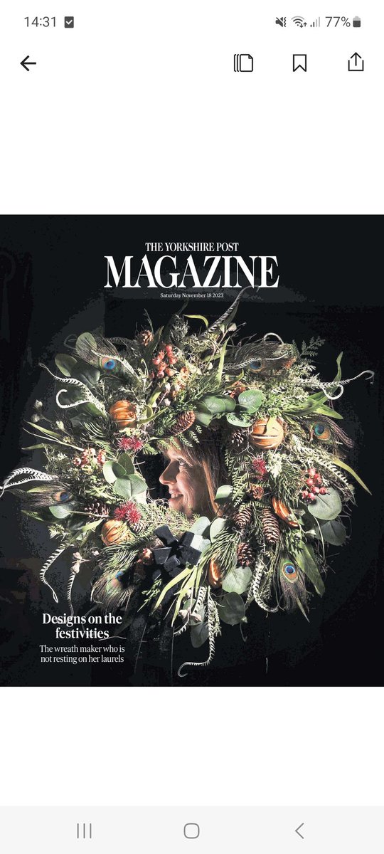 Saturdays @yorkshirepost front cover @mikegauntdesign @MarisaCashill @JayMitchinson #photography wreath designer Julie Smith